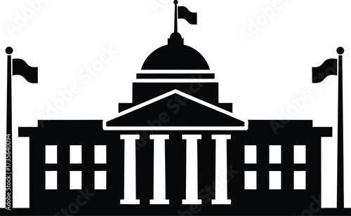 Government building with flags icon