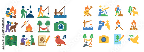 Colorful Camping Icons