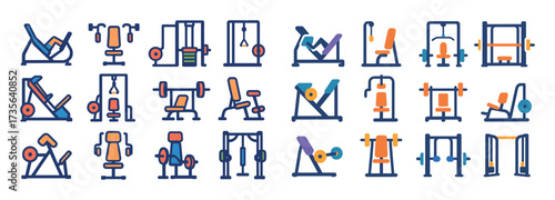 Colorful Exercise Machines Icons