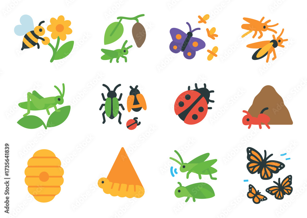 Naklejka premium Insect Behavioral Icons