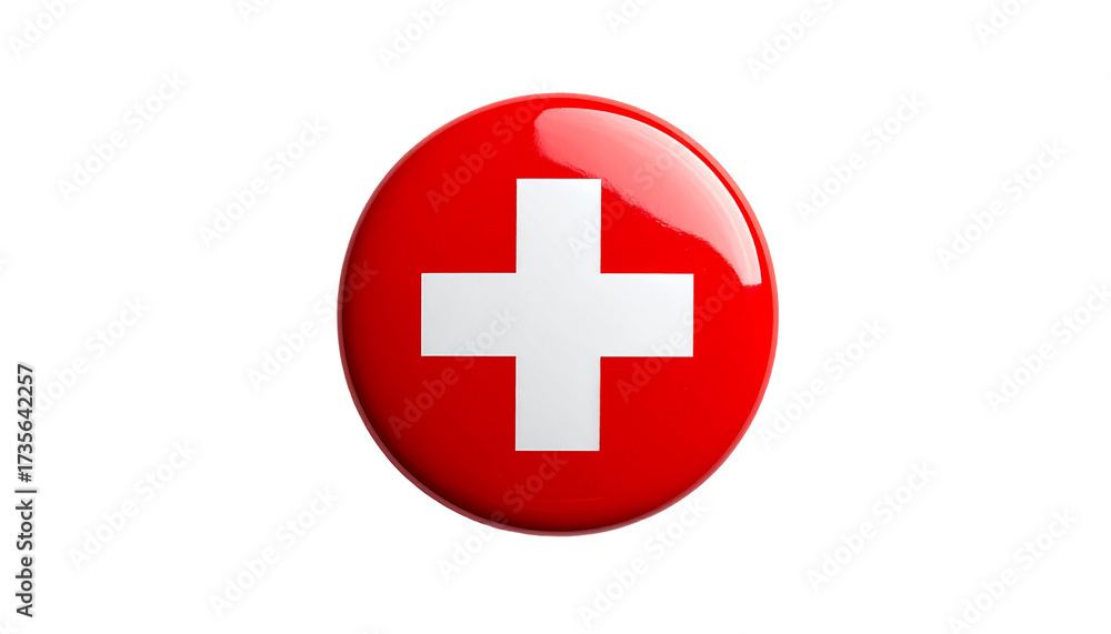 Fototapeta premium Swiss flag badge, red and white
