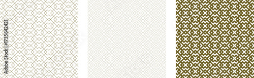 Geometric Ornamental Surface Textures Set Three Variations one Seamless Geometric Pattern in Arabic Style