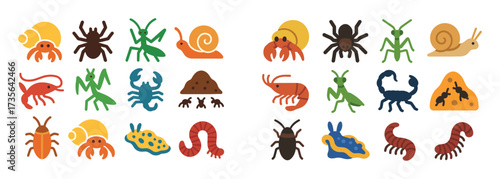 Colorful Invertebrate Icons