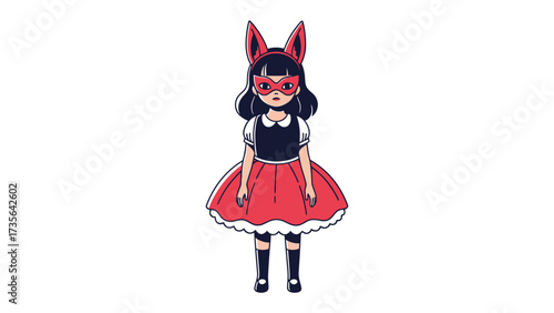 Cute Little Girl in Costume: A young girl, dressed in an adorable costume, stands confidently, exuding charm. A captivating visual.