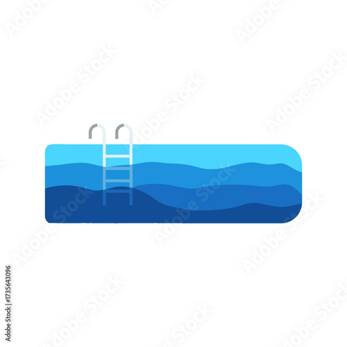 Swimming pool with ladder shimmers in the sunlight, creating a refreshing and inviting oasis for relaxation and recreation on a bright summer day.