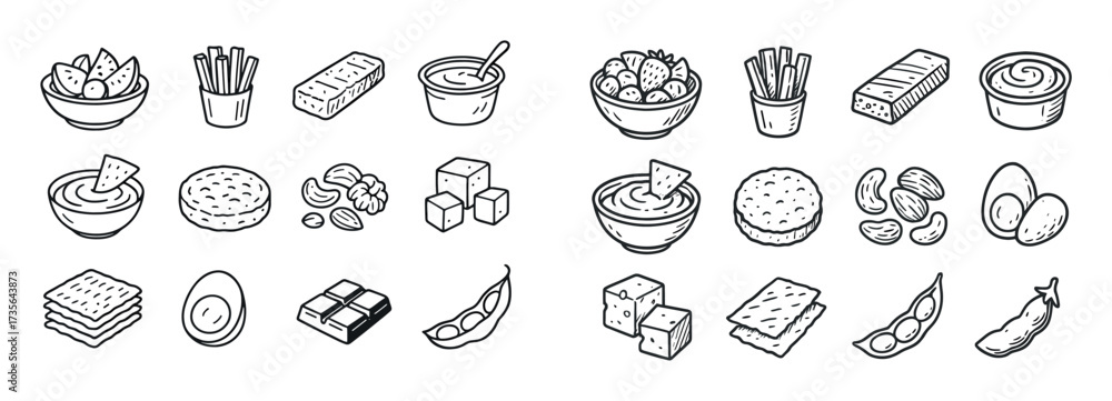 Obraz premium Hand-Drawn Snack Icons