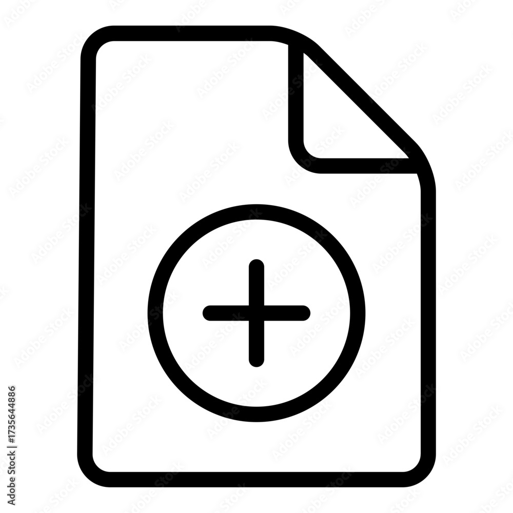 Obraz premium Document file outline icon. Add and plus