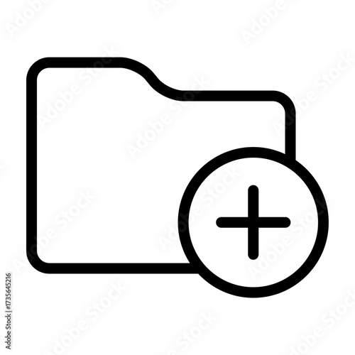 Folder outline icon. Add and plus