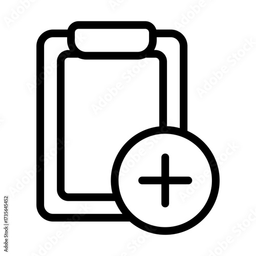 Clipboard outline icon. Add and plus