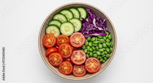 Top View of Raw Chopped Veggies in a Compostable Bowl