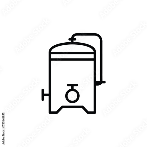 Industrial storage tank icon with pipe and valve