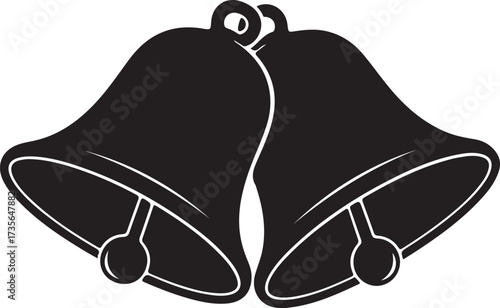 Two black bells ringing celebrating joyful events together