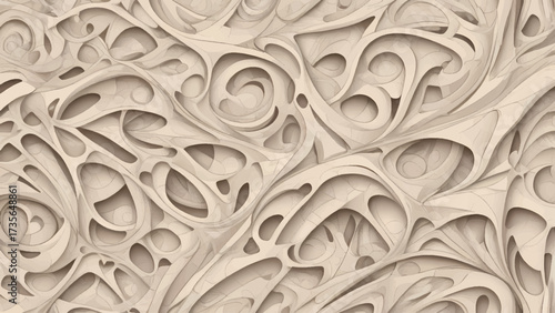 Seamless Abstract Swirl Pattern Background in Light Beige and Nude 3D Carving Texture	
