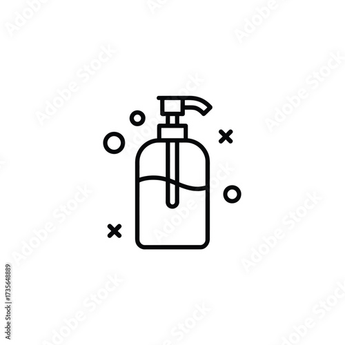Simple line art icon of a pump bottle dispenser