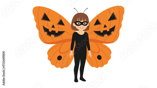 Whimsical Halloween Butterfly: A charming illustration of a person donned in an adorable Halloween costume. Depicting the whimsical spirit of the holiday and creating a playful and imaginative scene.