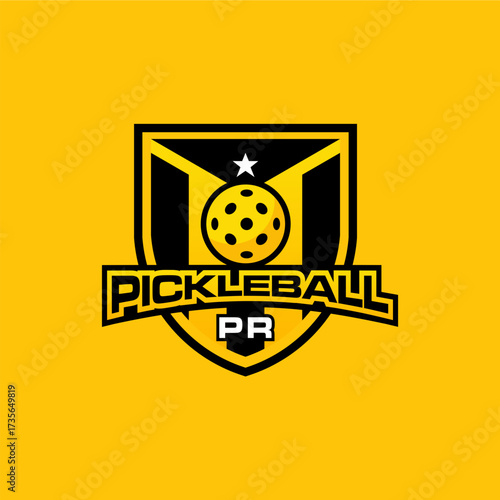 Modern Sporty Pickleball Club Badge Emblem Graphic Design Illustration