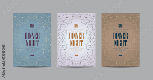 Minimalist Floral Dinner Night Invitation Template Vector