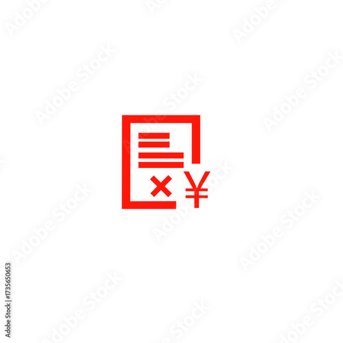 Yen (JPY) Not approved invoice vector icon, financial document with rejection stamp, business bill payment declined, flat design illustration