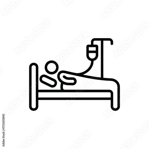 Patient receiving intravenous therapy in hospital bed icon