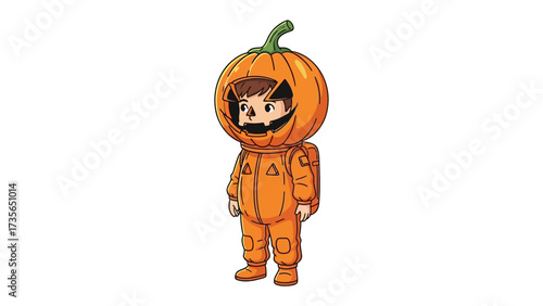 Pumpkin Costume: A charming depiction of a figure in a vibrant pumpkin costume, perfectly embodying the whimsical spirit of Halloween with playful innocence and festive attire.