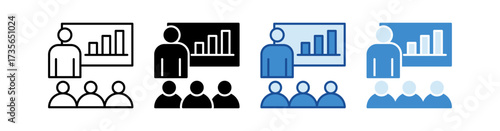 Employee Training Multistyle Vector Icon Isolated On White Background