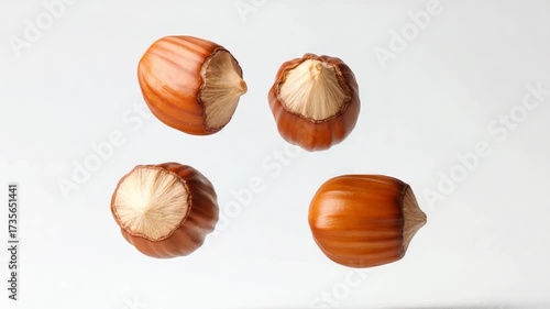 Group of nuts in mid-air flight