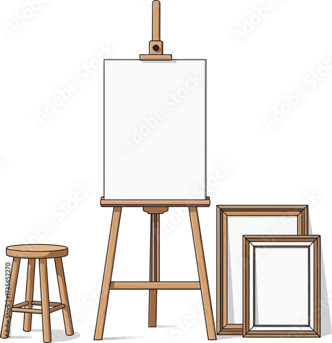 wooden easel isolated on white