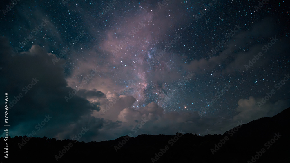 Fototapeta premium Night sky, stars and night sky with clouds