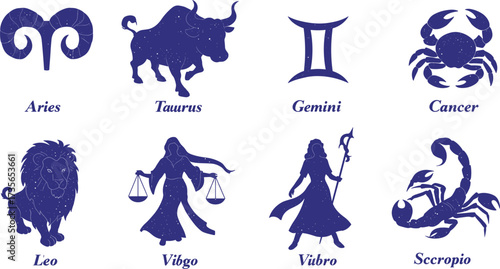 Zodiac signs illustration, astrology symbols, horoscope icons, star sign artwork, celestial drawing, mystic zodiac chart, astrological vector design, spiritual art