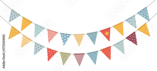 Colorful triangle bunting flags for festive occasions