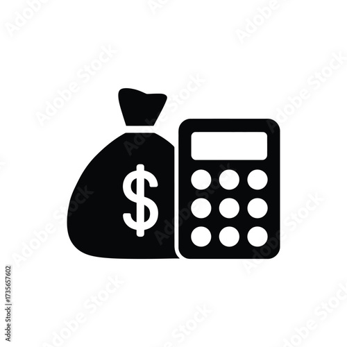 Money bag and calculator icon for financial planning and budgeting