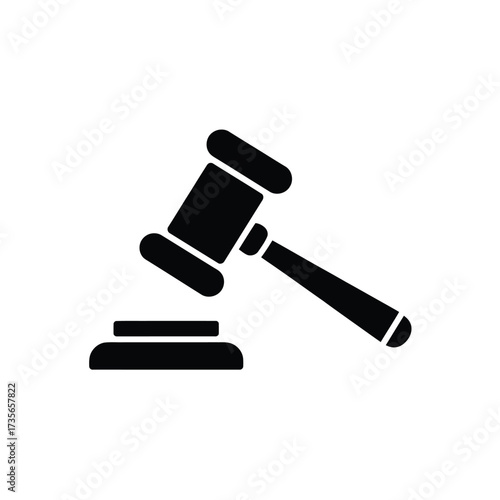 Black silhouette of a judge s gavel and sounding block