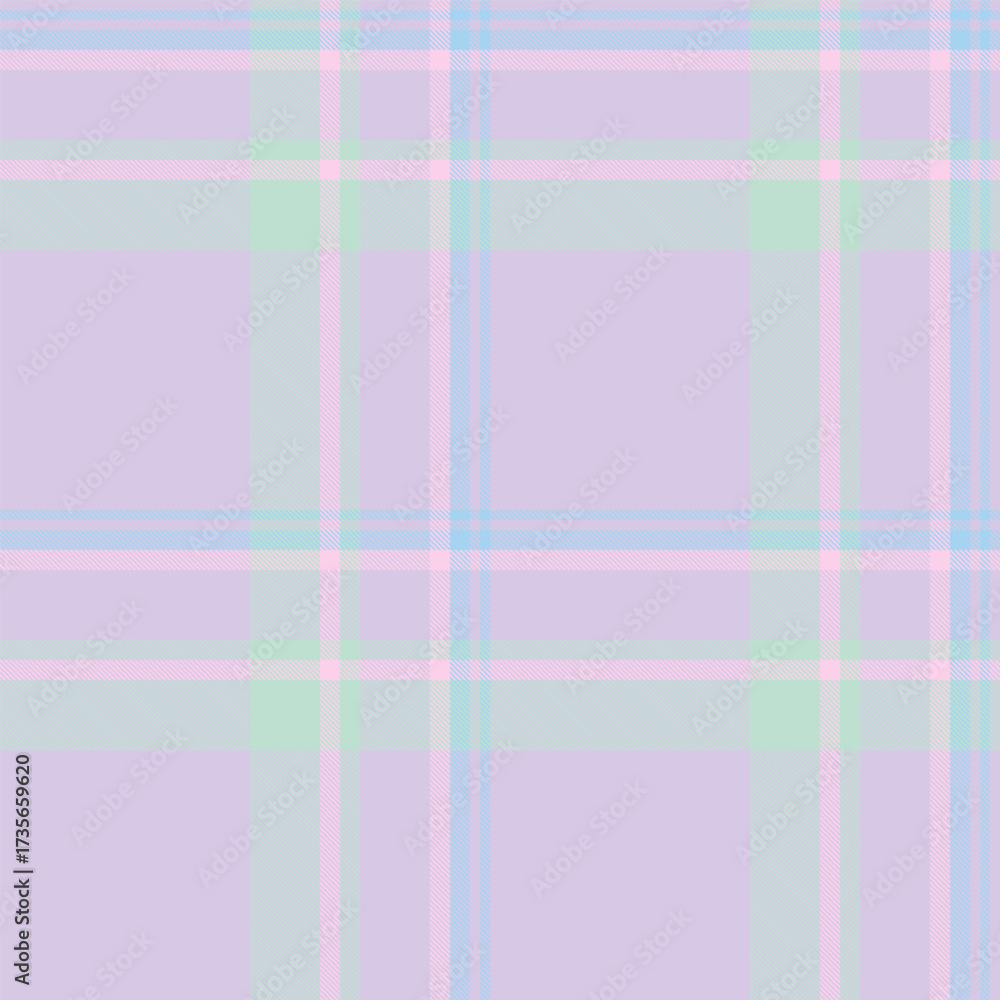 Fototapeta premium Pastel plaid pattern featuring pink, blue, and green. Versatile textile design, ideal for backgrounds, apparel, and creative projects needing a soft, calming aesthetic.