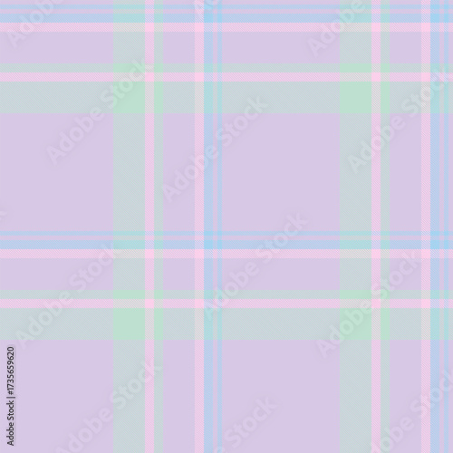 Pastel plaid pattern featuring pink, blue, and green. Versatile textile design, ideal for backgrounds, apparel, and creative projects needing a soft, calming aesthetic.