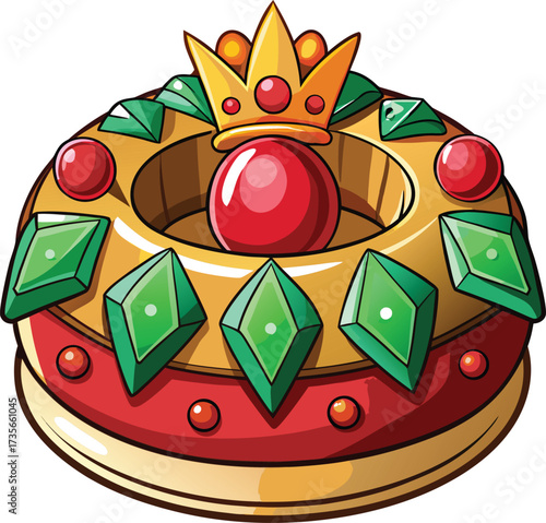 Christmas Fruitcake Traditions round cake with decorative fruit pattern and nuts