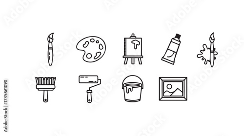 Artistic tools collection hand drawn sketch style icons set for creative projects vector