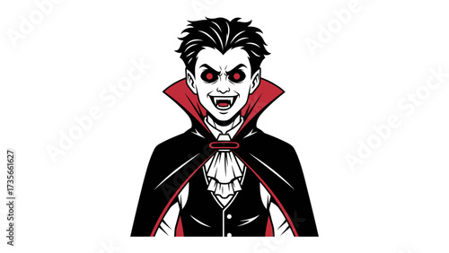 Sinister Vampire Illustration: A darkly illustrated vampire, with fangs bared and eyes aglow, embodying the classic characteristics of the iconic creature.