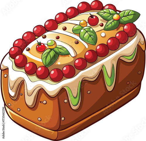 Christmas Fruitcake Traditions square cake slice with colorful fruit pieces