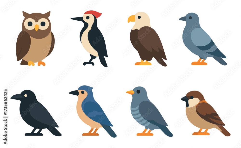 Fototapeta premium Colorful Bird Icons Set