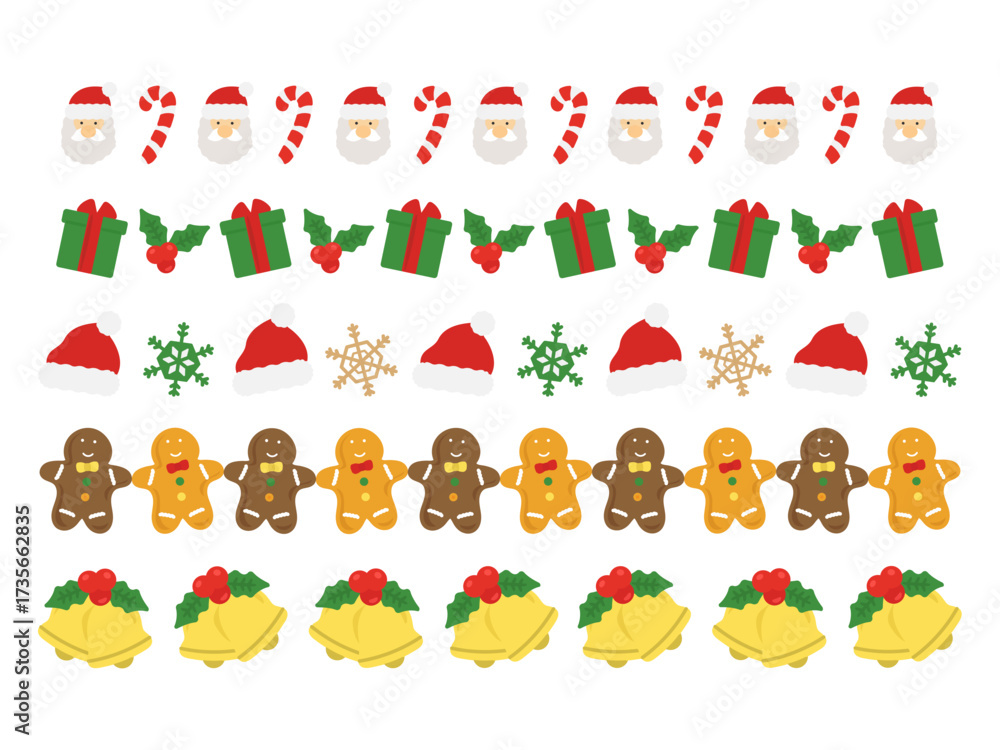 Naklejka premium クリスマス ライン イラストセット