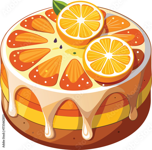 Christmas Fruitcake Traditions round cake with citrus and mixed fruit topping
