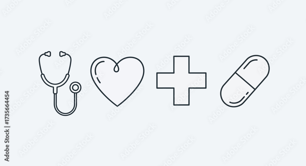 Obraz premium Medical symbols representing healthcare cardiology emergency treatment and pharmaceuticals for a healthy life