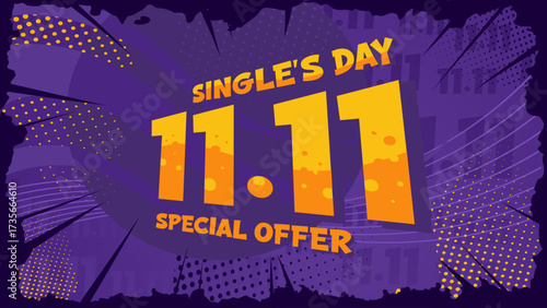 Single's day 11.11 special offer comic style sales banner