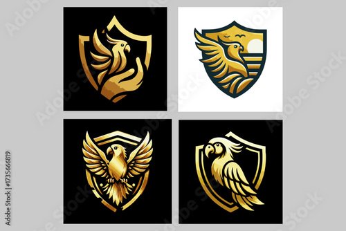 This is a vector image of a golden parrot logo suitable for use in company logo designs, farms, animal lovers, bird care, breeding, buying and selling, communities, stickers, banners, posters, content