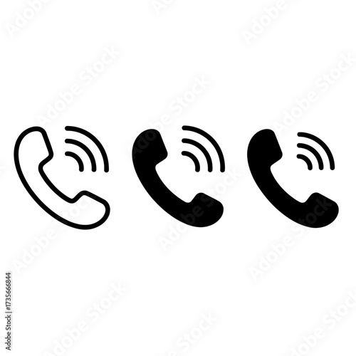 Simple outline and filled phone icons signaling incoming calls communication