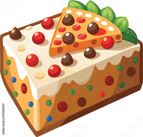 Christmas Fruitcake Traditions rectangular slice with visible candied fruits and nuts