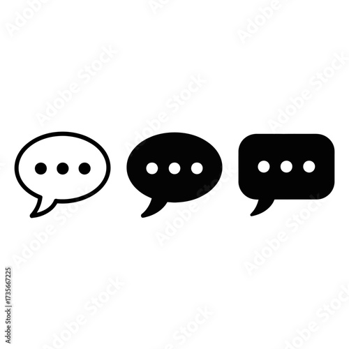 Minimalist icons of three speech bubbles with ellipses for communication and chat