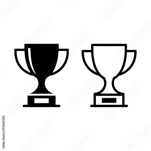 Minimalist icon design two trophies achievement award victory success symbol