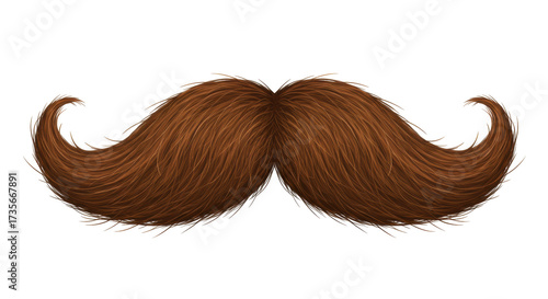 Картината върху платно Brown handlebar mustache PNG isolated on transparent background, vintage facial