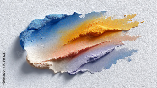 Abstract paint strokes on white canvas.